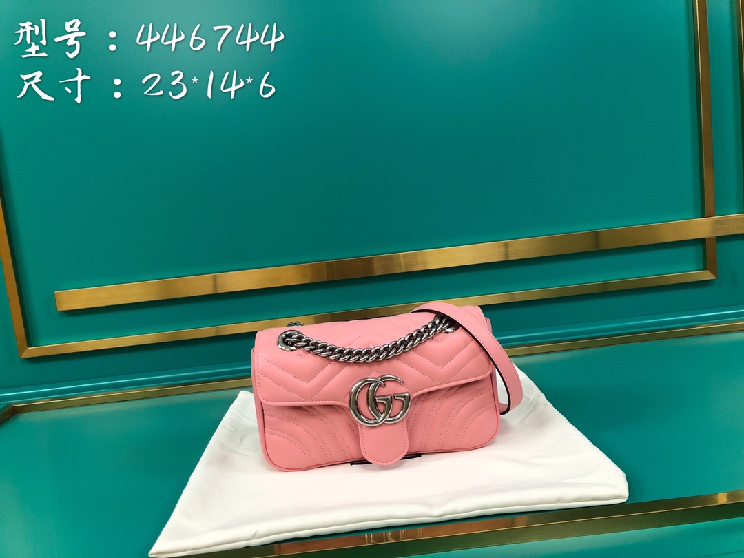 Gucci GG Marmont Matelasse Mini Shoulder Bag 446744 Pink